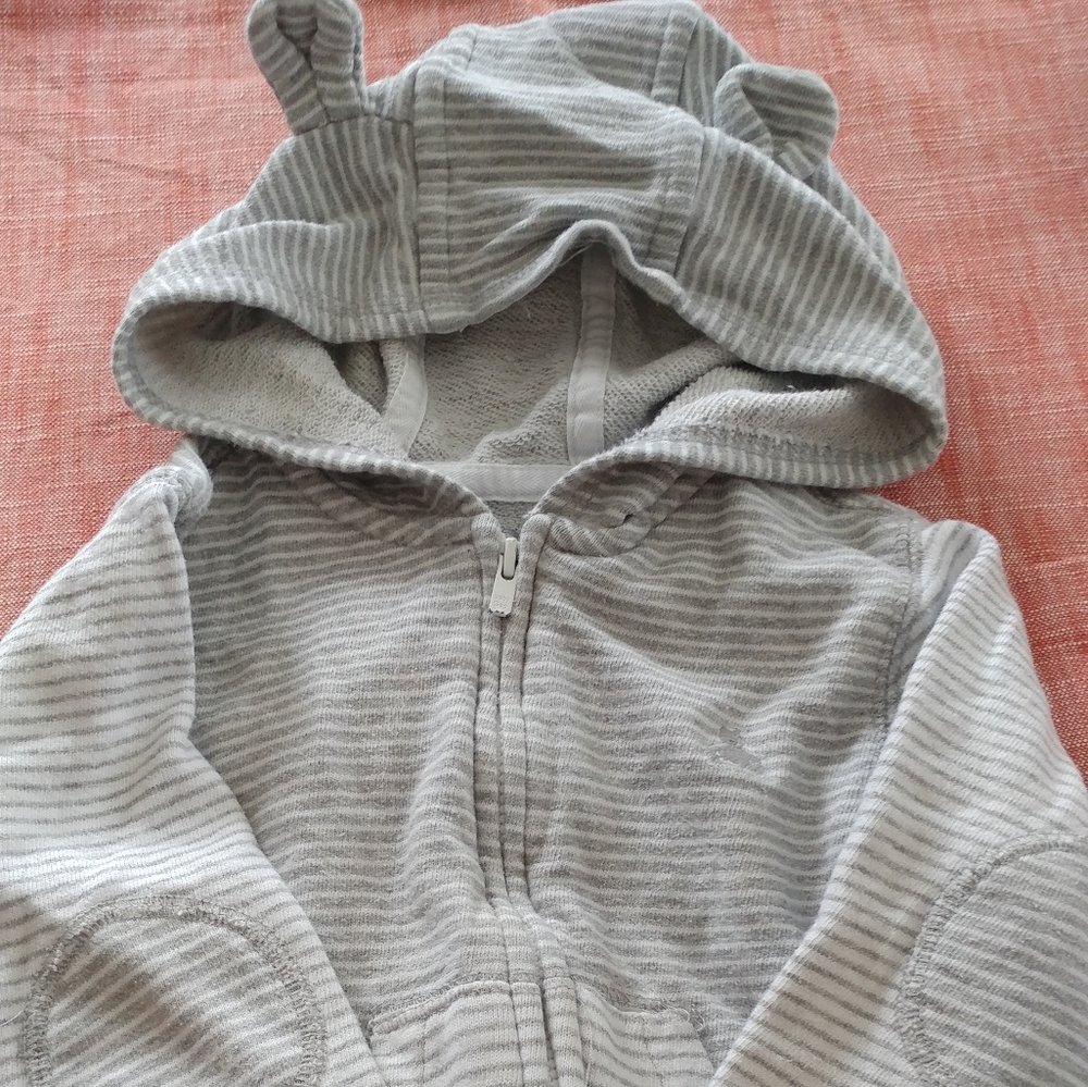 18-24mo Grey Stripe Hoodie with Ears